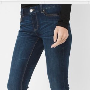 Leather trim skimmer jeans by WHBM.